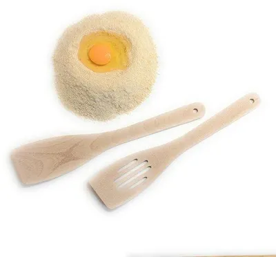 Image de Spatule à découper en bois, 2 pièces, en hêtre naturel - Accessoires de cuisine - Ustensiles de cuisine - Cuisine
