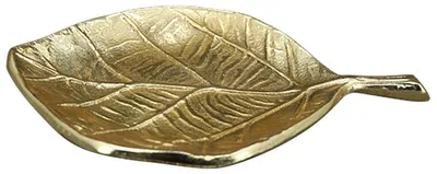 Produktbild von Dekoteller Blatt Dekotablett Tablett Wohndeko Alu gold 23 cm