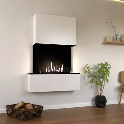 Produktbild von GLOW FIRE Ethanol Kamin 'Levanger' | Ethanolofen in Weiss mit 3 Std. Brenndauer und 2 KW Heizleistung | BxHxT: 104x150x25,8 cm