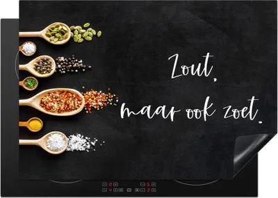 Produktbild von KitchenYeah© Herdabdeckplatte Sprichwörter - Kochen - Salzig, aber auch süß - Zitate - Gewürze , 75x52cm, Küche Deko, Glaskeramikkochfeld Herdabdeckung, Abdeckplatte fùr Kochfeld