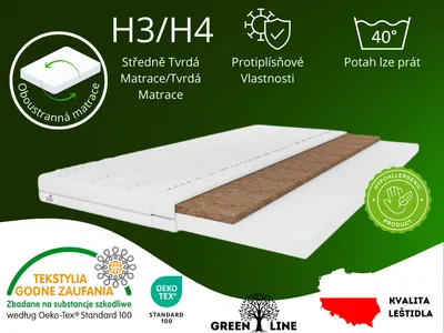 Obrázek produktu pro Matracový topper TOP5, velikost kokosového topperu: 160x200x5, včetně potahu. Potah, barva topperu matrace: Aloe Vera, tvrdý: H4