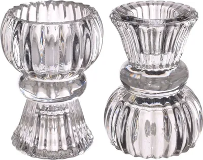 Produktbild von Wendbarer Kerzenhalter aus Glas, Größe Ø6 x H.8, in vielen Farben wählbar , Farbe:Glasklar