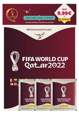 Produktbild von Offiziell lizenzierte Stickerkollektion FIFA World Cup Qatar 2022 - Panini: Starter-Set limitiertes Hardcoveralbum mit 3 Tüten
