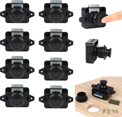 Produktbild von 10er-Set Druckknopf-Türschlösser für Wohnmobile, Wohnwagen, Boote & Möbel, schlüssellos, Zinklegierung, einfach montierbar