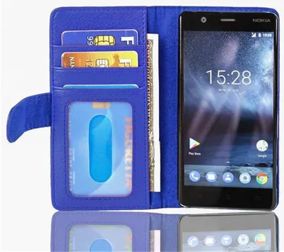 Produktbild von Cadorabo Hülle für Nokia 3 2017 in Blau Backcover Handy Schutz Hülle Book Case Booklet Kartenfächer