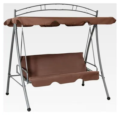 Produktbild von Hollywoodschaukel mit Bettfunktion und verstellbarem Sonnendach für Garten, Balkon und Terrasse in Kaffeebraun