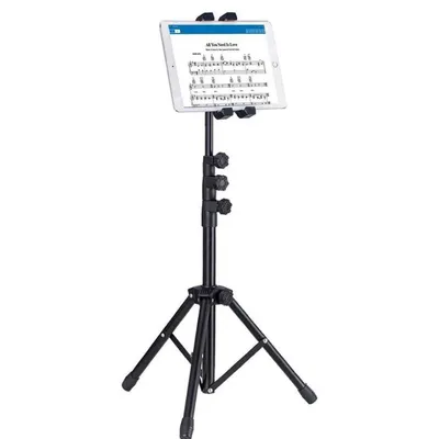 Image de Support pliable et réglable en hauteur pour tablettes et iPad, compatible avec les appareils de 13,5 à 22,5 cm, avec sac de transport inclus