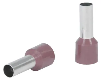 Kabelendhülsen 10 mm², braun, 10 Stück, Messing, PVC-isoliert