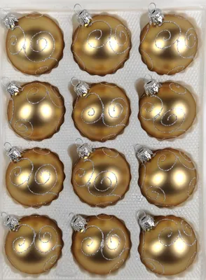 Produktbild von 12 tlg. Glas-Weihnachtskugeln Set in Classic Gold Silberne Ornamente