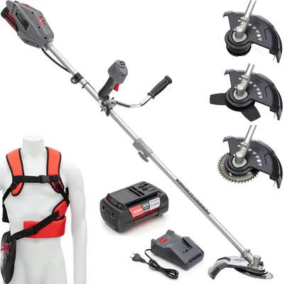 Productafbeelding van IKRA accu-grasmaaier IB-BC 33 | 36V Bosch-systeem | Spoel voor draad, 33 cm | 3-tands mes, Ø 25,5 cm | 80-tands mes | Inclusief accu (4,0 Ah) en oplader