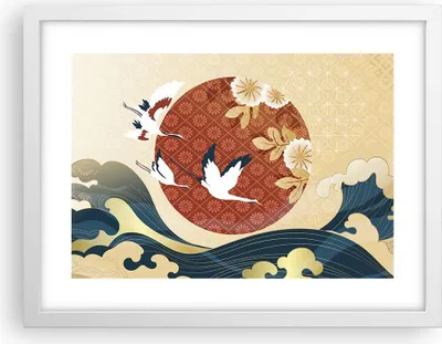 Produktbild von Gerahmtes Poster - Weißer Rahmen - Reiher Sonne Meer - 40x30 cm - Wand Bild - Wanddeko - Wandbilder - Kunstposter - Wandposter - Bilderrahmen - Bilder - Kunstdruck - Wanddekoration - P2WAA40x30-4821