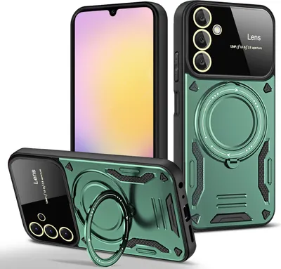 Produktbild von Rüstung Handyhülle für Samsung Galaxy A25 Dual-Layer Ringhalter Ständer Hülle Grün