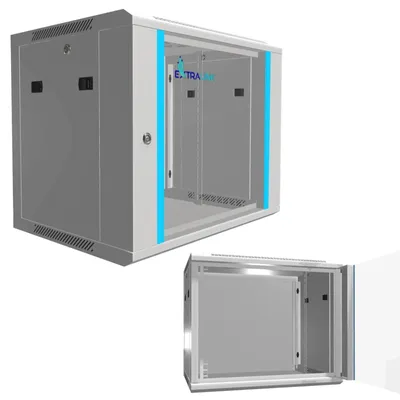 Zdjęcie produktu dla Extralink szafa rack 19" 9HE 600×450 mm szara – wisząca szafa serwerowa / sieciowa