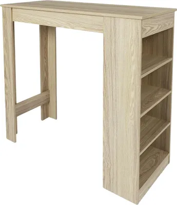 Produktbild von HowHomely | Bartisch - Tisch - 115 x 103 x 50 cm - helle Eiche - Stehtisch - mit Regalen