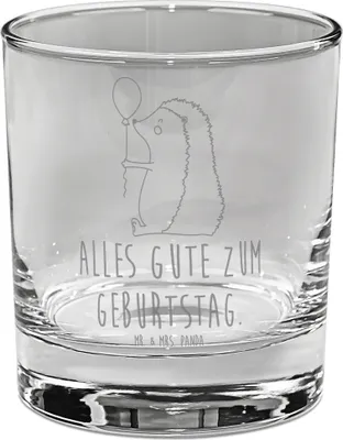 Produktbild von Mr. & Mrs. Panda Glas für Gin Igel Luftballon - Transparent - Geschenk, Happy Birthday, Herzlichen Glückwunsch, gravur, Geburtstagskind, Trinkglas, Cocktailglas
