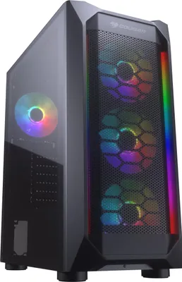 Obrázek produktu pro COUGAR CGR-5VM6B-MESH-G-RGB, Midi Tower, PC, Černá, Průhledná, ATX, Micro ATX, Mini-ITX, Sklo, Kov, Hraní