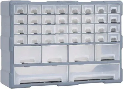 Zdjęcie produktu dla Organizer na narzędzia, 52 x 16 x 37,5 cm - 38 przegródek - uporządkowany system przechowywania - idealny do warsztatu i garażu