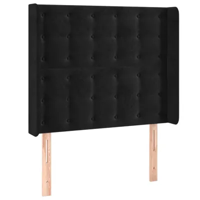 Image de vidaXL Tête de lit avec oreilles noir 83x16x118/128 cm velours