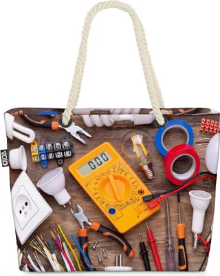 Produktbild von VOID Elektriker Equipment Elektrik Strandtasche Shopper 58x38x16cm 23L XXL Einkaufstasche Tasche Reisetasche Beach Bag