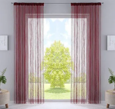 Produktbild von Unyqoos® Fadengardinen-Set (2 Stück), verstellbar – elegante Fadengardine als Fensterdeko & Raumteiler, Stangenkanal für Gardinenstangen bis 35 mm, zuschneidbar