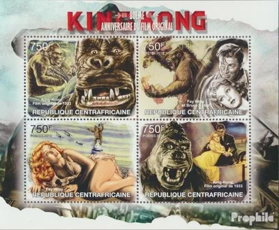 Produktbild von Briefmarken Zentralafrikanische Republik 2013 Mi 4007-4010 Kleinbogen (kompl. Ausgabe) postfrisch King Kong (80. Jahrestag).