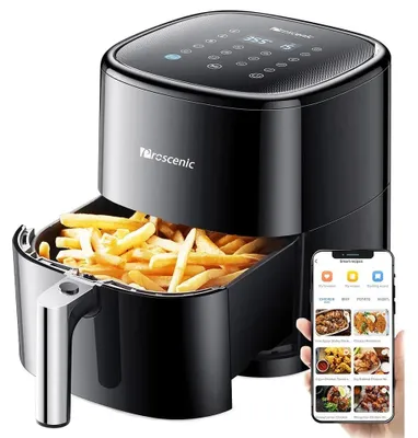 Zdjęcie produktu dla Fritownica bezolejowa - elektryczna frytkownica bezolejowa - czarna - 1500W - 5L