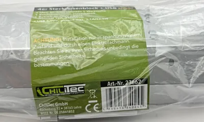 Produktbild von 4-fach Steckdosenblock + 2x USB, silber, ideal für Arbeitsplatten
