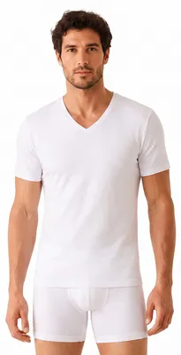 Produktbild von Abanderado Herren Kurzarm-Unterhemd aus Baumwolle mit V-Ausschnitt AA439