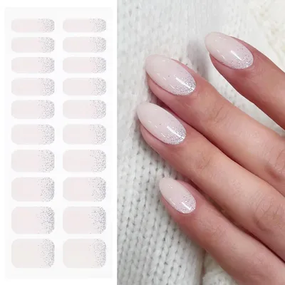 Immagine prodotto di Foglietti adesivi per unghie, effetto glitter argento, induribili con luce UV, confezione da 20 pezzi