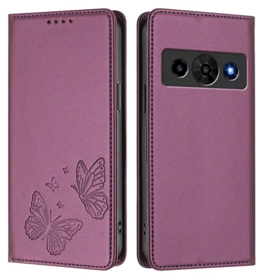 Produktbild von Lederhülle für ZTE nubia P7 Pro, Schmetterling Prägung Leder Brieftasche Schutzhülle mit Ständer Lila