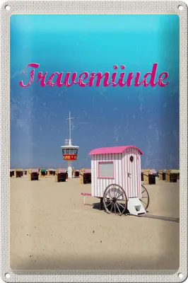 Produktbild von Blechschild Reise 20x30cm Travemünde Strand Strankörbe