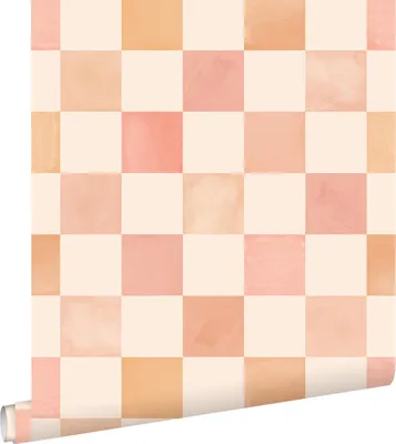 Obrázek produktu pro ESTAhome tapeta s kostkovaným vzorem béžová, oranžová a růžová 50 x 900 cm