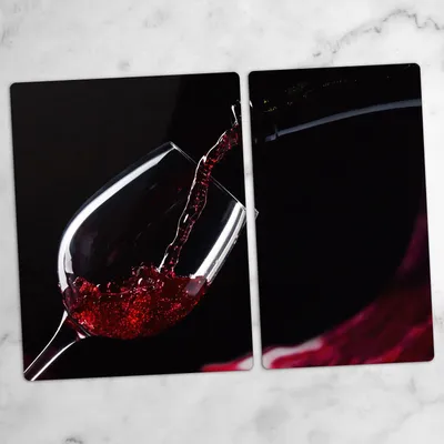 Produktbild von Glas-Herdabdeckplatten Glaskeramikkochfeld-Abdeckung Spritzschutz Schneidebrett Zweiteilige Glas 70x52 cm Wein