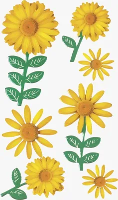 Produktbild von Sticker-Etikett Blumen gelb 6 Stück 4-farbig Packung mit 6 Stück