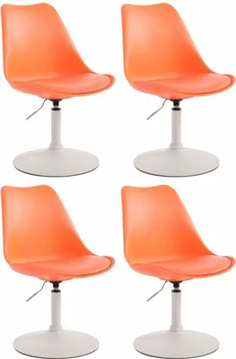 Produktbild von 4-teiliges Esszimmerstuhl-Set – Küchenstühle – bequemes und um 360 ° drehbares Design | Farbe: Orange | Grundfarbe: weiß