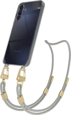 Produktbild von EAZY CASE Handykette für Samsung Galaxy A15, Transparente Silikonhülle mit Band, Clear Case, abnehmbar in  Beige
