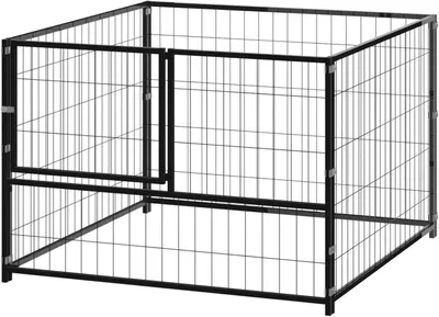 Obrázok produktu pre Vonkajšia psia klietka – Vonkajší výbeh pre psov – Bezpečné vonkajšie prostredie – Robustná oceľová konštrukcia – 100 x 100 x 70 cm – Čierna farba