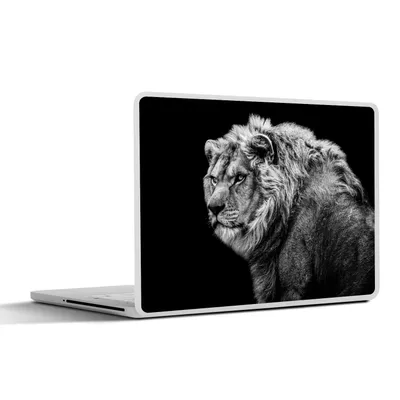 Produktbild von MuchoWow® Laptop Aufkleber Sticker Cover Löwe - Porträt - Wildtiere - Schwarz - Weiß 25x18 cm - Laptop-Deko