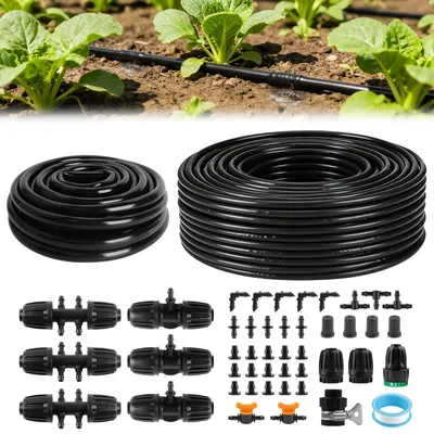 Productafbeelding van Druppelslang 55 meter - Irrigatieset 6,35 mm - Drupkop/slang - Tuin - 15 cm afstand - Geschikt voor druppelirrigatie - Irrigatieslang