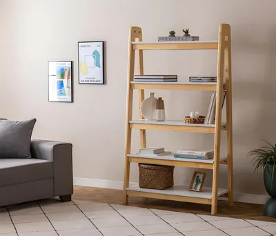Produktbild von Hellbeiger Bücherregal Designer Wandregale r Holz Aktenschrank