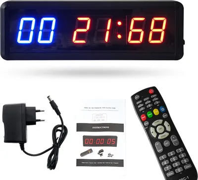 Produktbild von Gym Timer Stoppuhr mit Remote Countdown / Up Clock fuer Home Gym Fitness Training Intervall Timer Clock mit Wandhalterungen