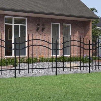 Produktbild von Gartentor mit Pfosten - Zaunabsperrung aus pulverbeschichtetem Stahl - 140 cm hoch - Schwarz