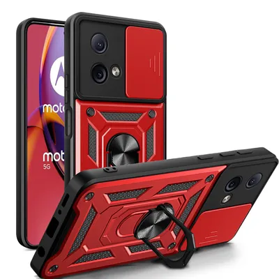 Produktbild von Outdoor Panzer Hülle Motorola Moto G84 Handyhülle mit Kameraschutz Ringhalter Rot