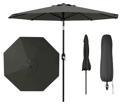 Image de Parasol de terrasse, protection solaire UPF 50+, manivelle et inclinaison, gris