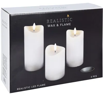 Image de Bougies en cire avec flamme LED, 3 pièces
