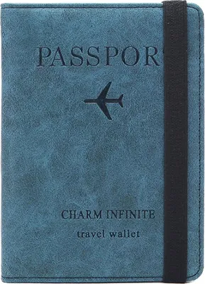 Image de Housse de Passeport ASKSA, Housse de Protection en Cuir Synthétique Passeport Avec Blocage RFID Housse de Protection Carnet de Vaccination Housse de Protection (Bleu)