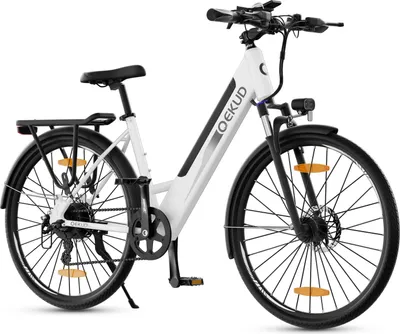 Produktbild von Qekud 26M208 E-Bike, E-Trekkingbike, 250W Motor, 45Nm, 36V/12.5Ah Akku, bis 100 km, 26 Zoll Alu, bis 100 km, Shimano 7-Gang, Weiß