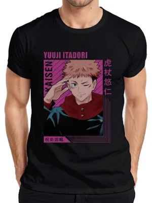 Imagen del producto de Camiseta retro para hombre, estilo anime/manga Jujutsu Kaisen, con el personaje Yuji Itadori, color , talla M