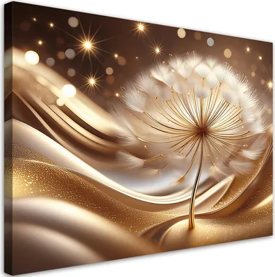 Produktbild von Leinwandbild Blumen Gold Glamour 100x70 Feeby Gold bild für die wand bereit zum aufhängen