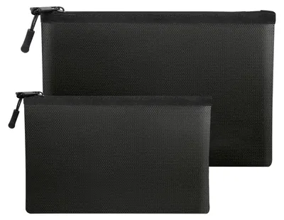 Image de 2 pochettes ignifugées et imperméables, dimensions 34 x 25 cm et 28 x 17 cm, format A4, pour passeport, documents bancaires et objets de valeur